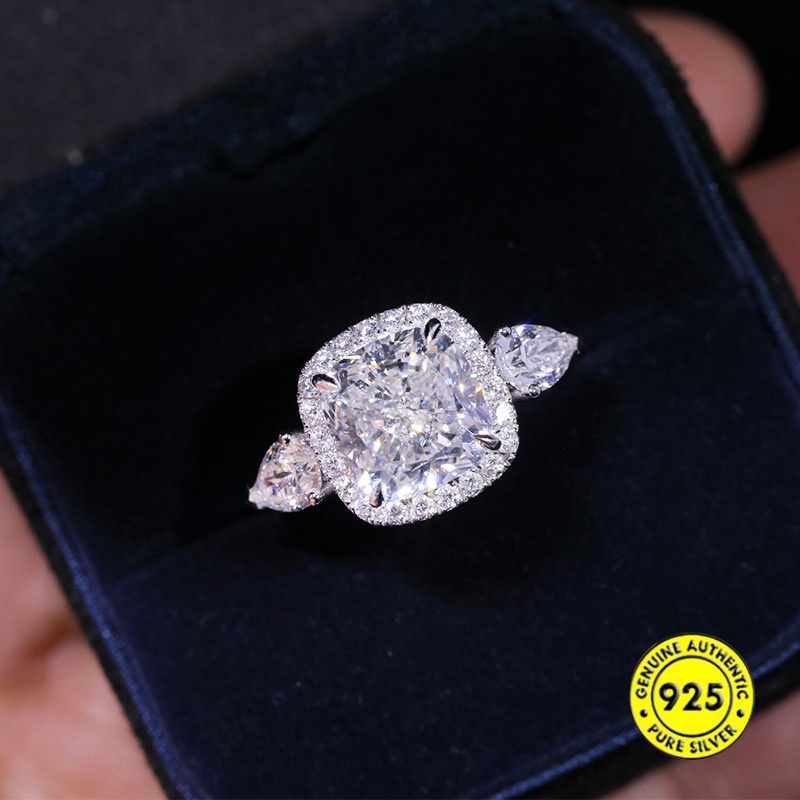 Cincin Berlian Penuh 5 Karat Model Terbuka Dapat Disesuaikan Untuk Wanita