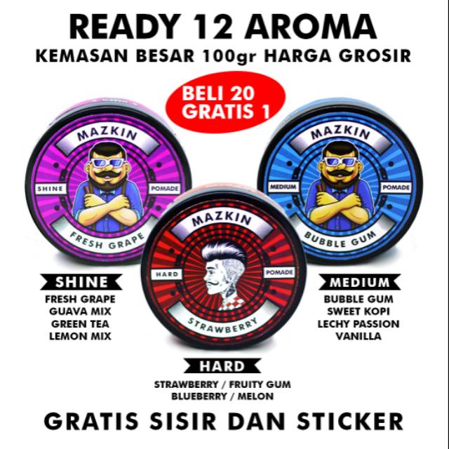 MAZKIN POMADE aroma kemasan besar 100gr oilbased grosir murah