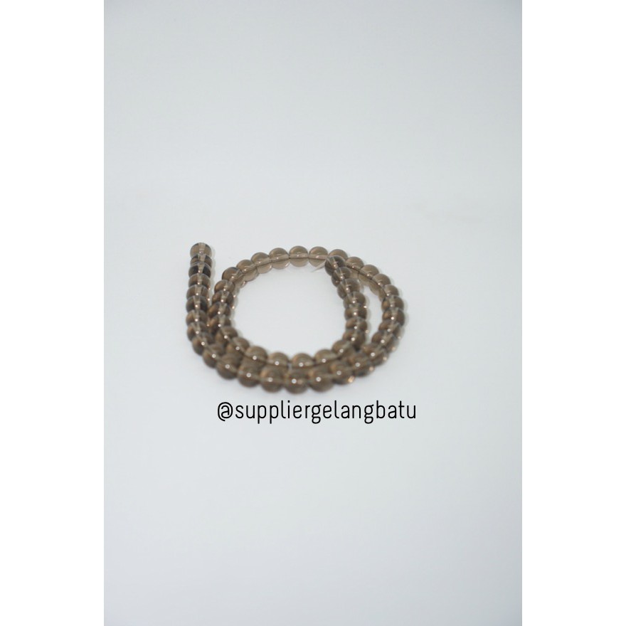 Bahan kalung Gelang smoky quartz coklat 8mm eceran crystal