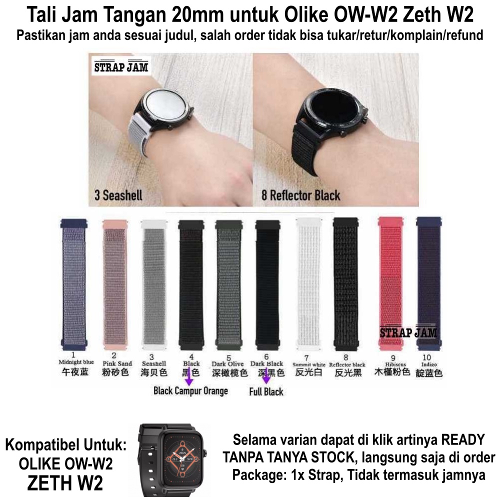 SPORT LOOP Tali Jam Smartwatch Olike OW-W2 Zeth W2 - Strap 20mm Velcro Quick Release