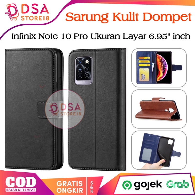Case Infinix Note 10 Pro Flip Cover Wallet Casing Kulit Dompet Hp Case Leather Casing Infinix Note 1