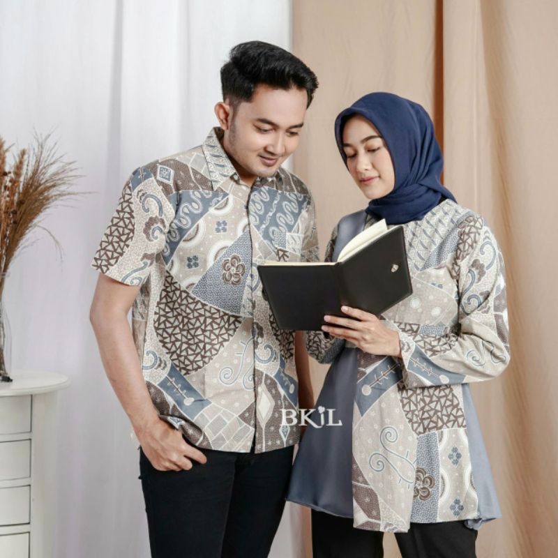 Baju Batik Pria Slim fit Putih Manis Mahal Soloan Lengan panjang pendek Couple Batik Kantor