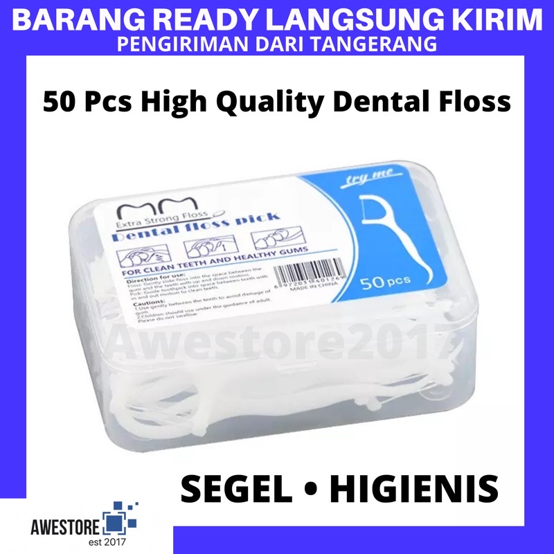 BOX 50 PCS Dental Floss Tusuk Gigi Benang Alat Pembersih Kotoran Jigong Toothpick