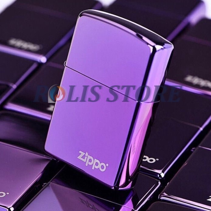 COD- Korek Zippo Ungu Glossy Purple Lights Premium Logo Lighter Grade Ori - Free Box