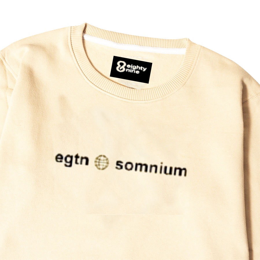 Egtn Somnium Crewneck Cream Pria Oversize Motif Simple Terlaris Sweater Sweatshirt Original Sweeter Wanita