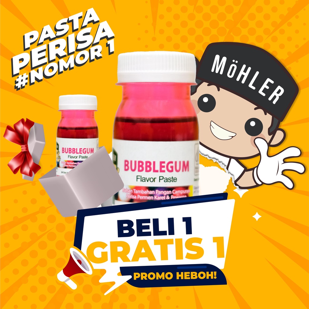 MOHLER Pasta perisa pewarna Bubblegum (KLIK KOMBO HEMAT UNTUK BELI 1 GRATIS 1)