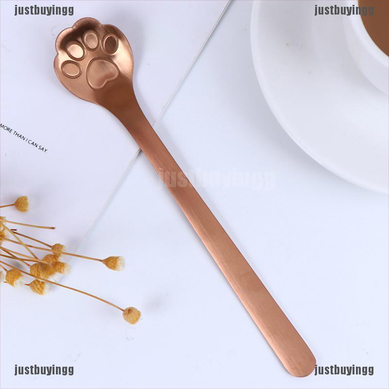 JB✪ 1Pc Stainless Steel Coffee Dessert Spoon Cat Paw Claw Spoon Stirring Spoon