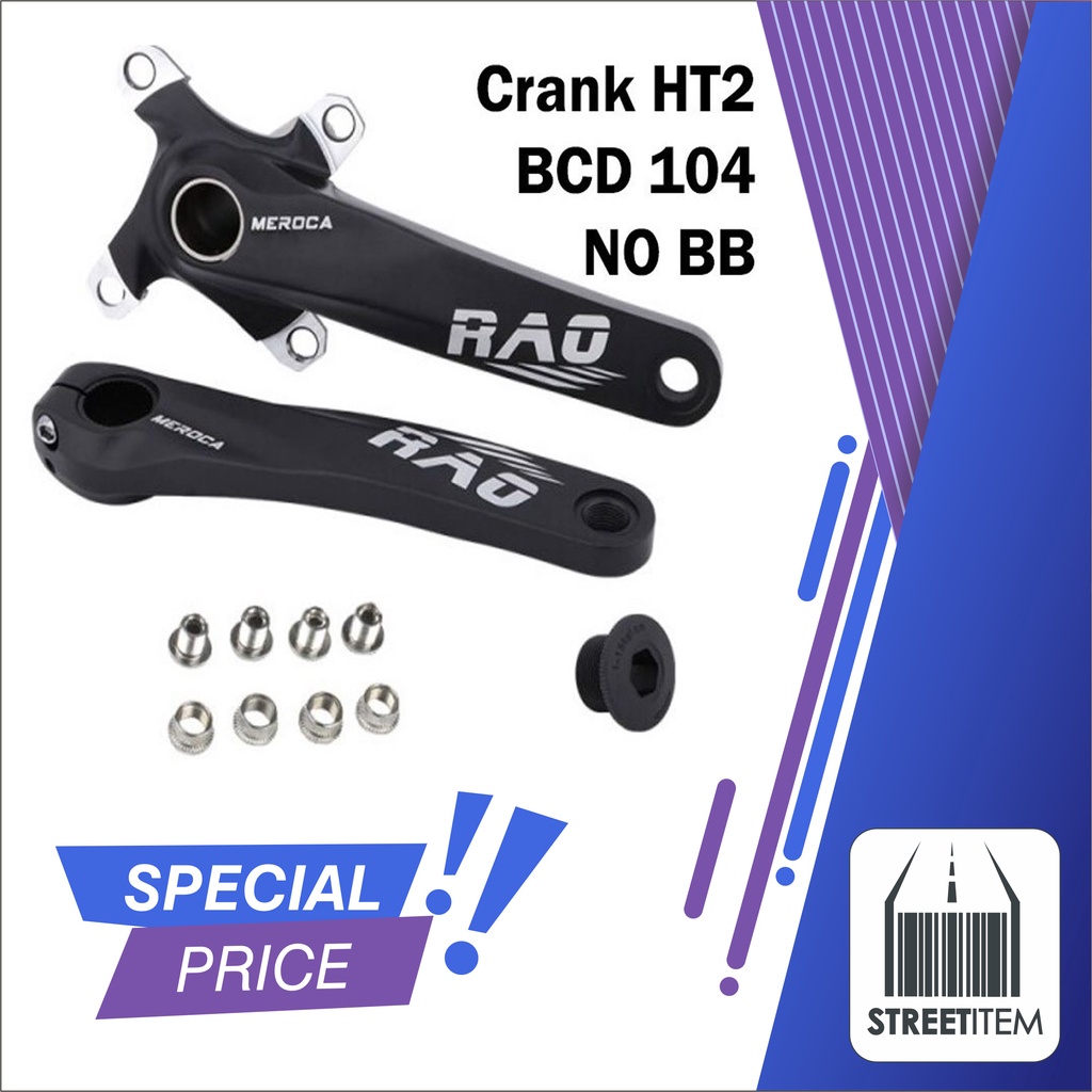 SP75D Crankset Meroca Rao Tanpa BB HT2 Crank Set Hollowtech BCD 104 Hitam