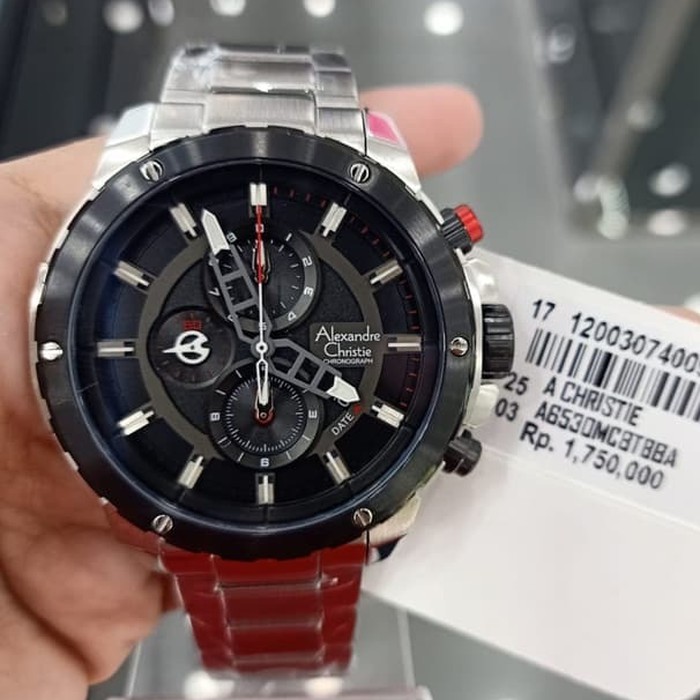 JAM TANGAN PRIA ALEXANDRE CHRISTIE AC 6530 AC6530 SILVER BLACK ORIGINAL