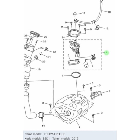 FUEL PUMP FULL PUMP FREEGO FREE GO ASLI ORI YAMAHA B5D E3907 00