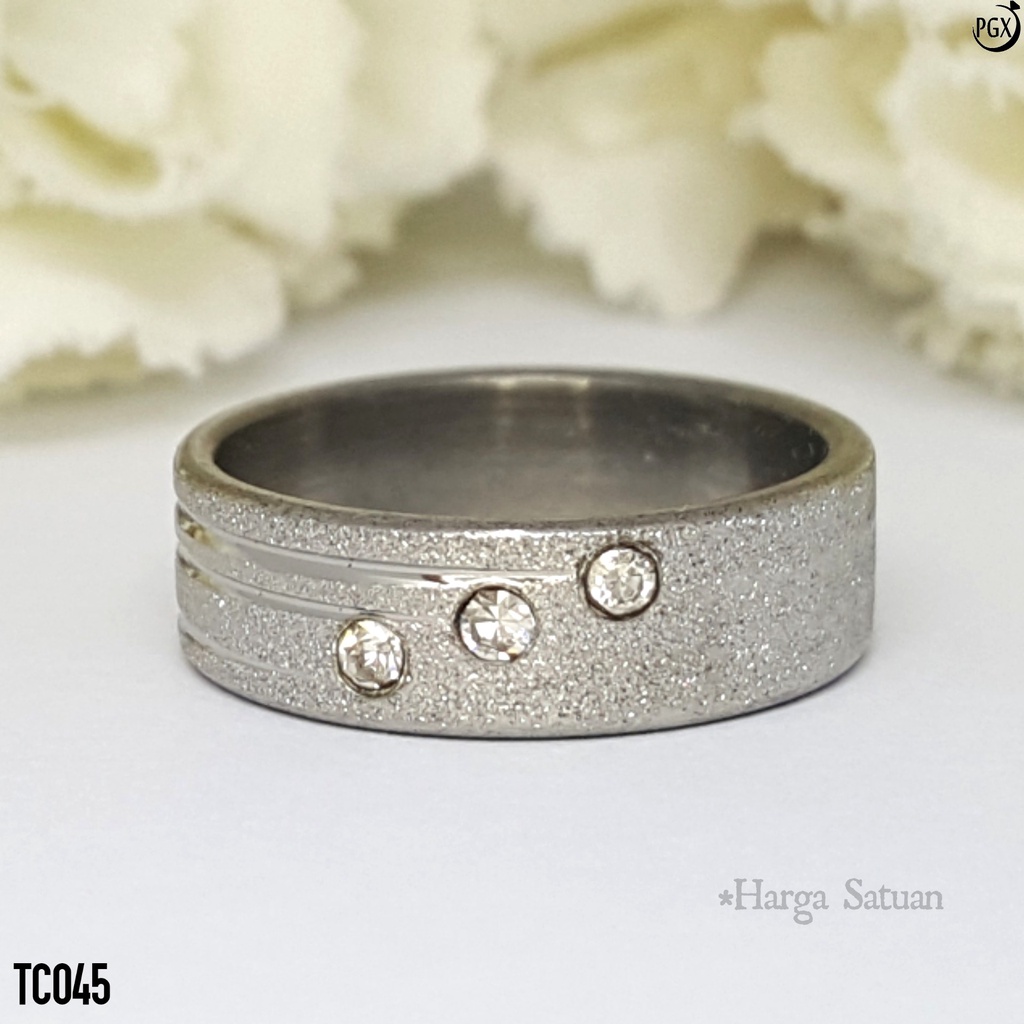 PGX Cincin Titanium Couple Silver Tunangan Aksesoris Fashion Perhiasan Anti Karat - TC045