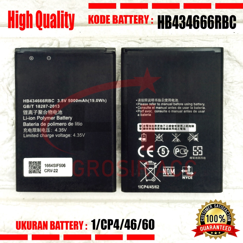 Baterai Battery For Huawei Bolt Slim 2 E5577 E5573 Kode HB434666RBC