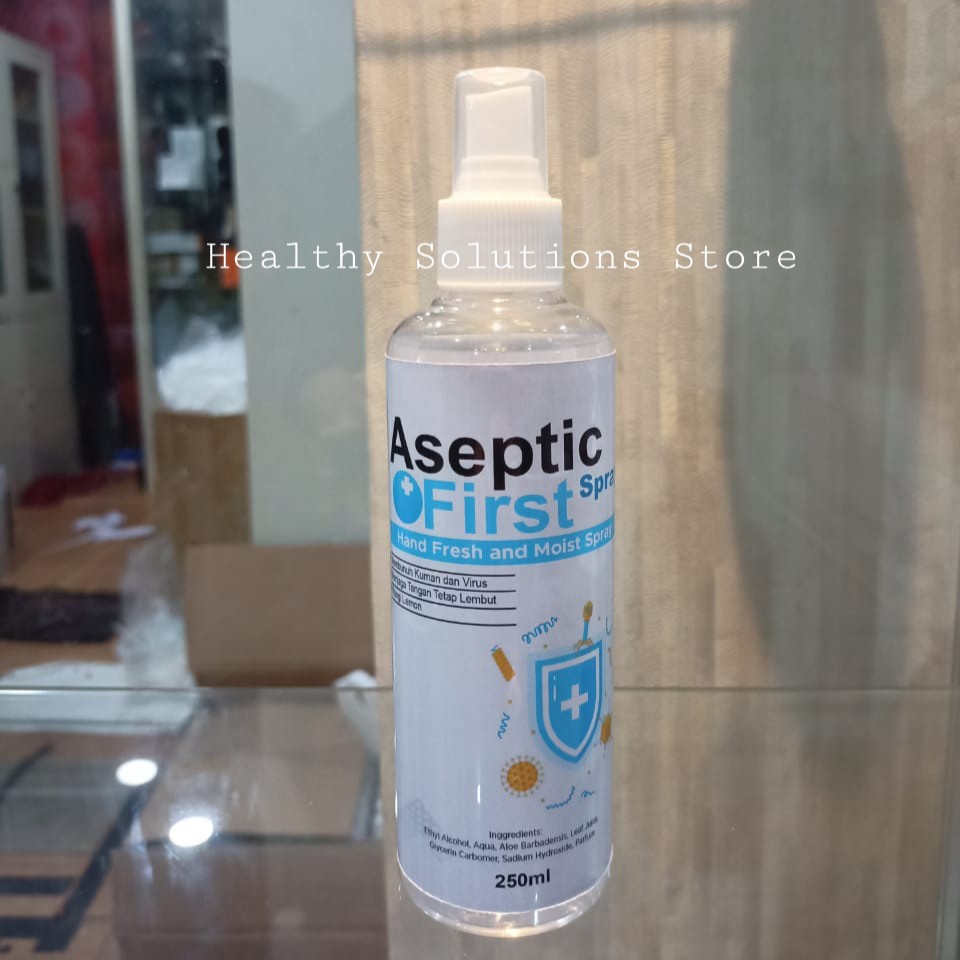 HAND SANITIZER CAIR 250ML ASEPTIC FIRST SPRAY ANTI VIRUS LEMBUT DIKULIT