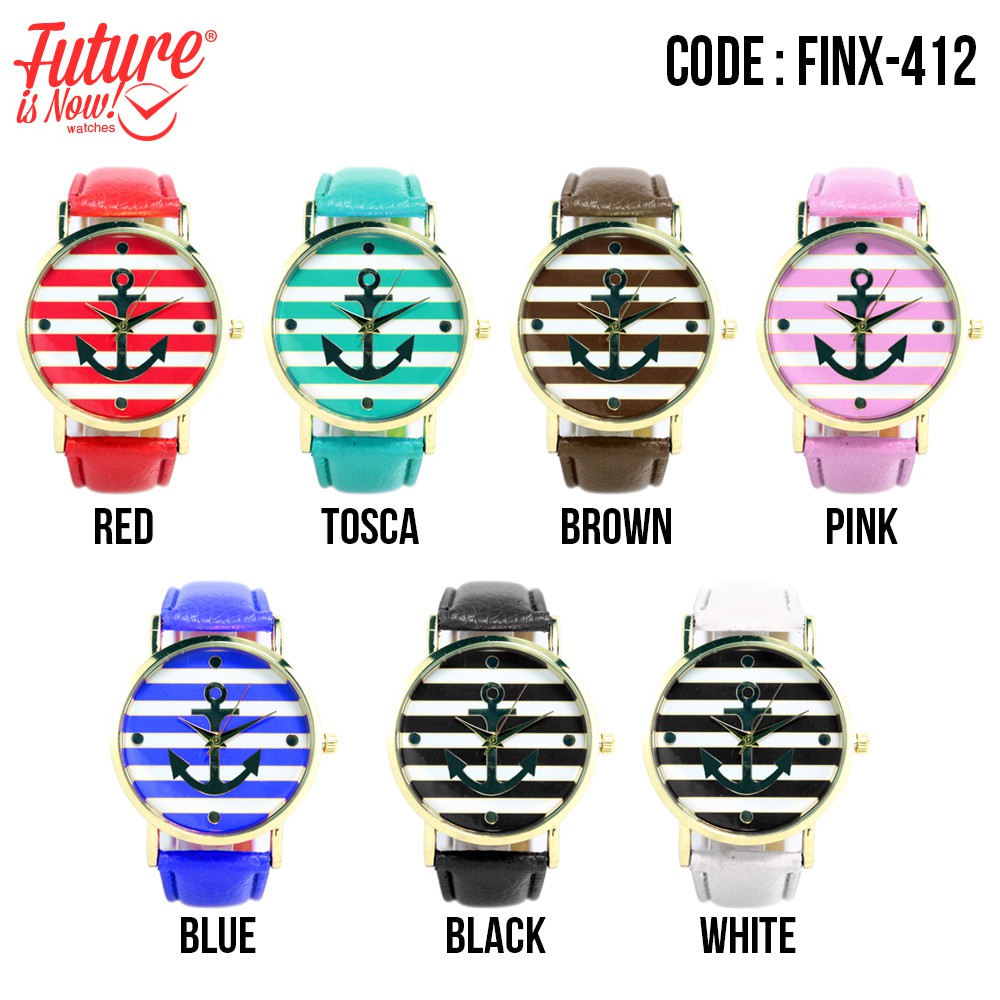 FINX-412 Jam tangan fashion wanita analog - leather strap - 7 pilihan warna