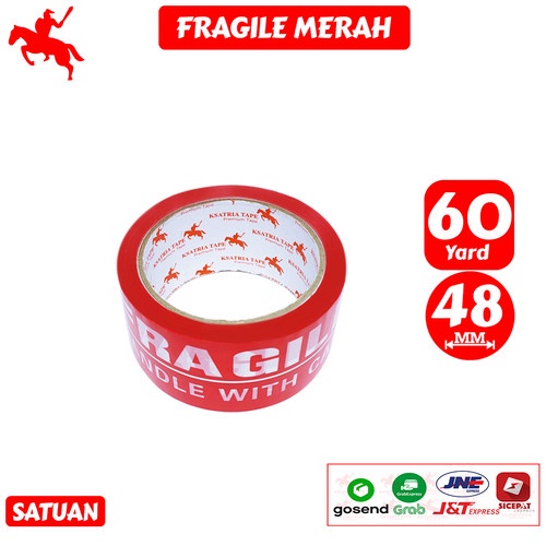 

JUAL Lakban Fragile Merah KSATRIA Tape 60 Yard