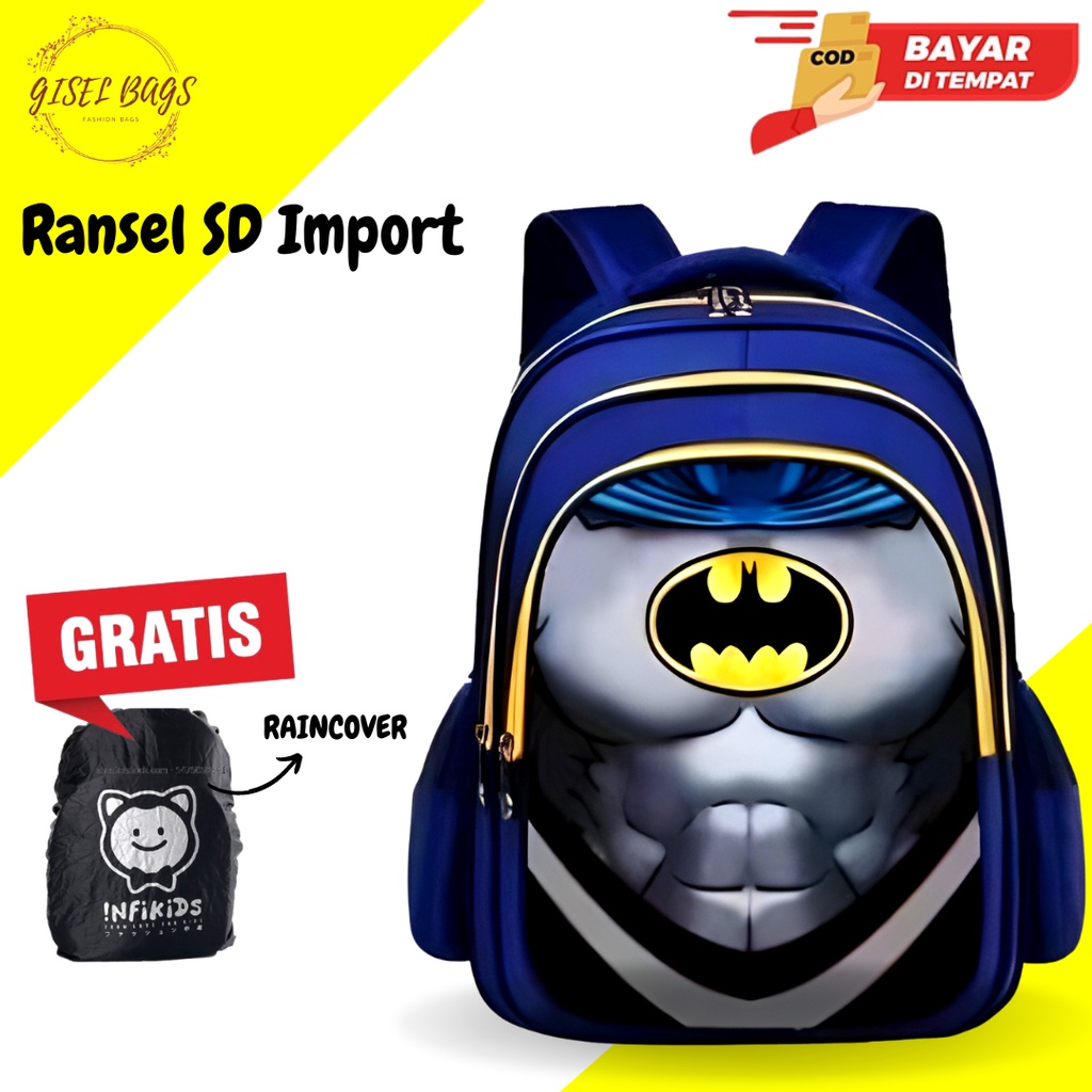 Gisel Bags Tas Sekolah anak laki laki sd karakter super hero Tas Import bahan tebel