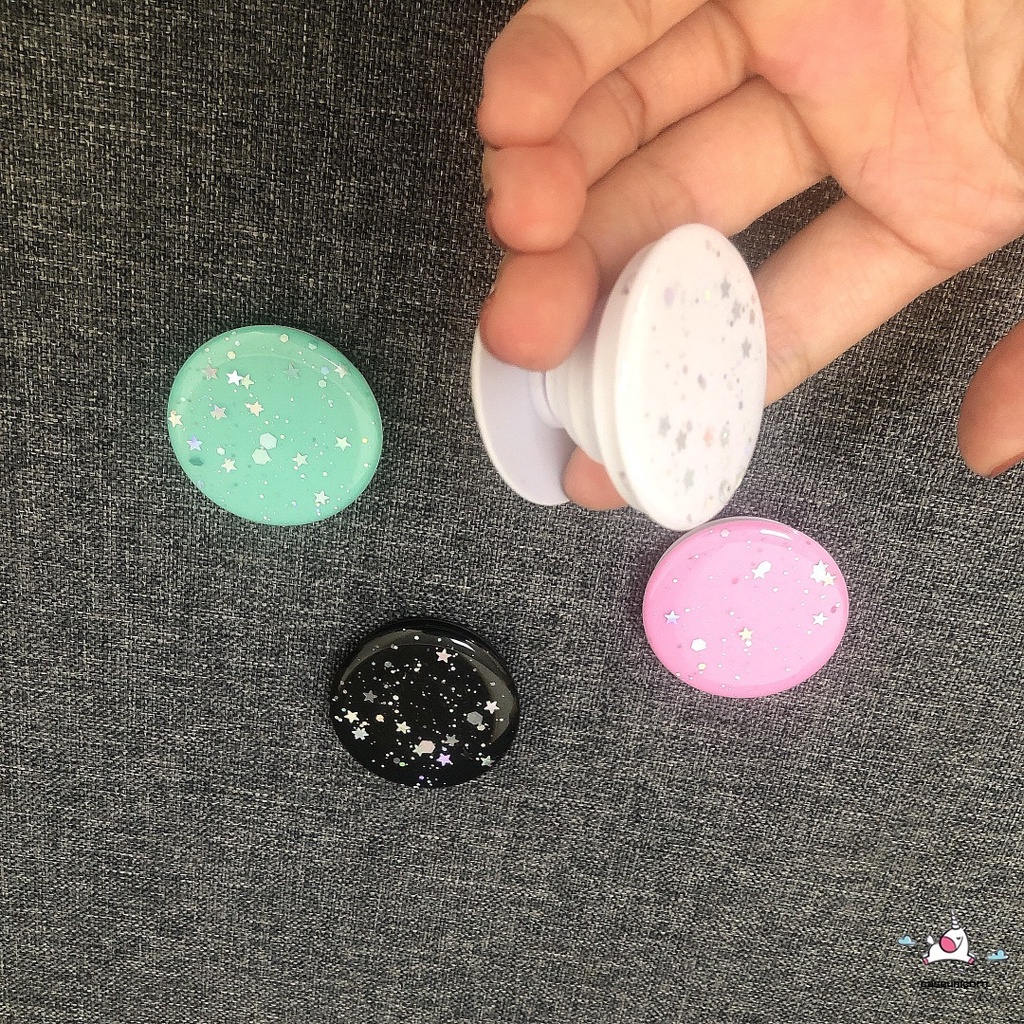 Popsocket Glitter Bling Bentuk Bintang Warna Permen Macaron Untuk Handphone