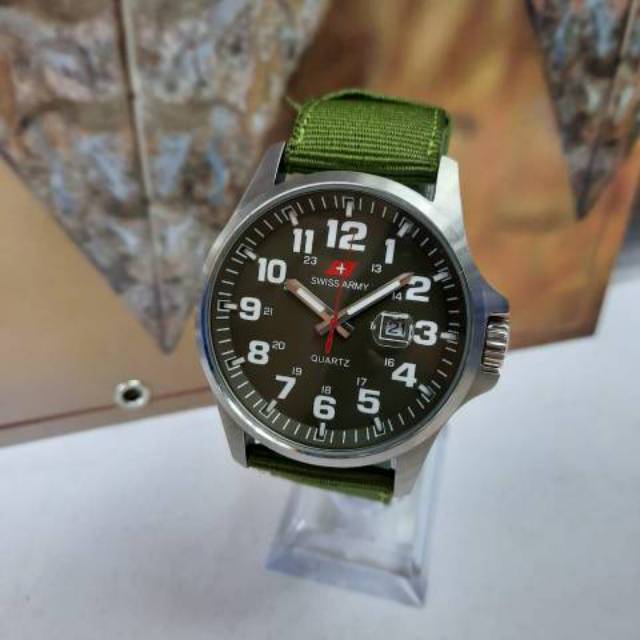 Jam Tangan Swiss Pria Original Kanvas Military Water Resist