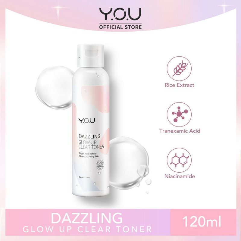 YOU (Y.O.U) DAZZLING GLOW UP CLEAR TONER(MENYEGARKAN&amp;MENGHIDRASI KULIT)