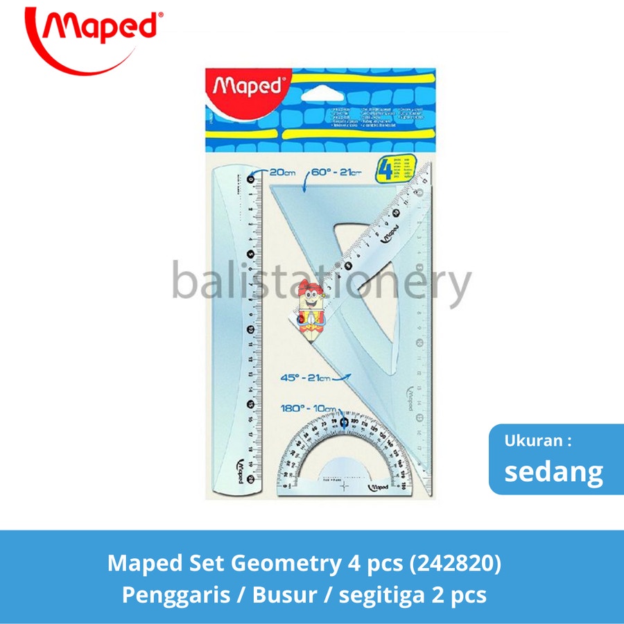 

Maped Set Geometry 4 pcs (242820) Penggaris / Busur / segitiga 2 pcs