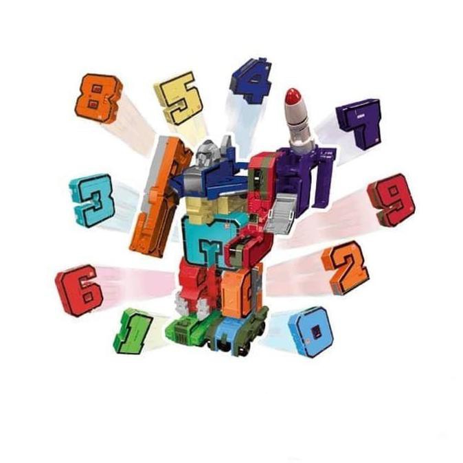 Unik Emco Pocket Morphers - Number 5 Robot Transformers Angka Combiner Limited