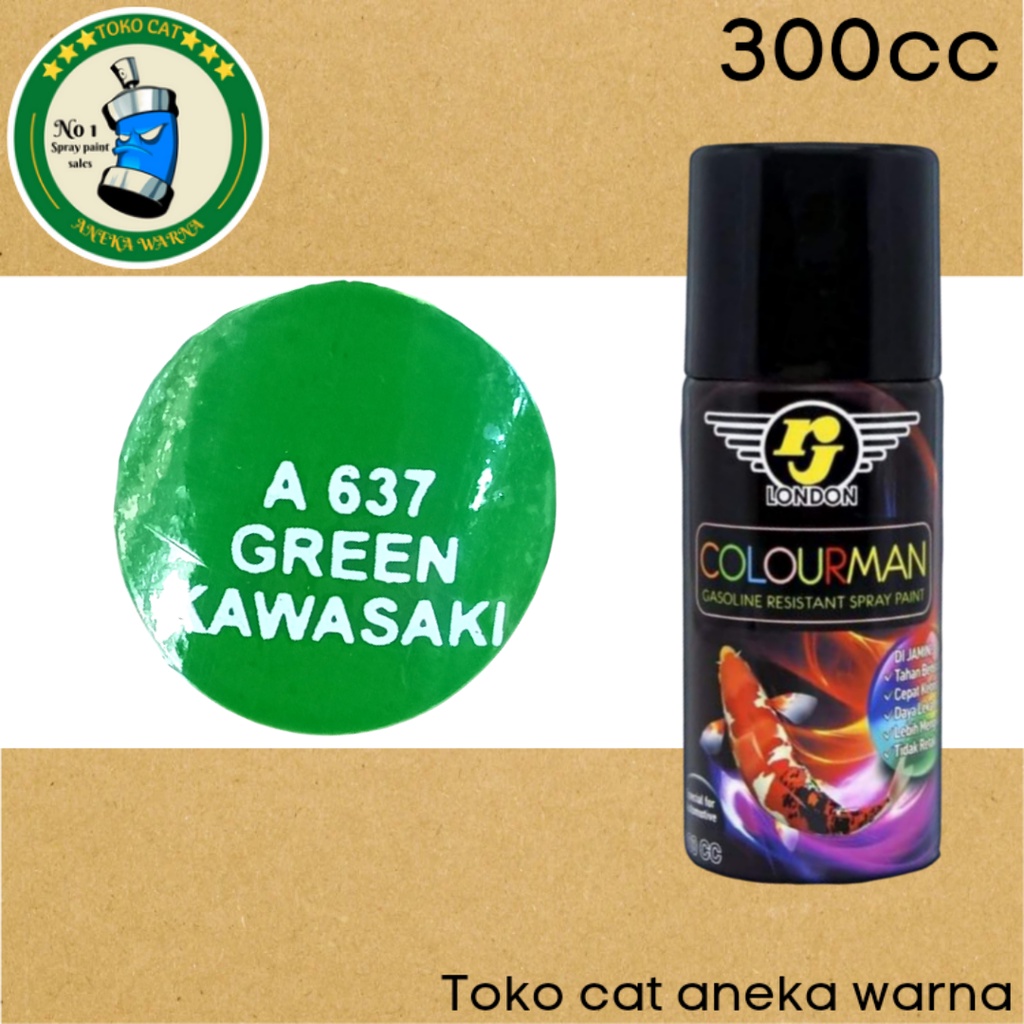 cat semprot 300ml colourman hijau kawasaki green tahan bensin rj london spray paint pilok pilox