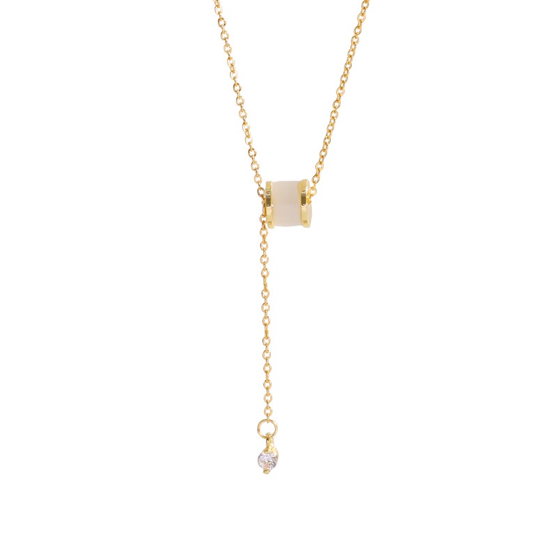 Kalung Choker Bahan Titanium Hias Opal Untuk Wanita