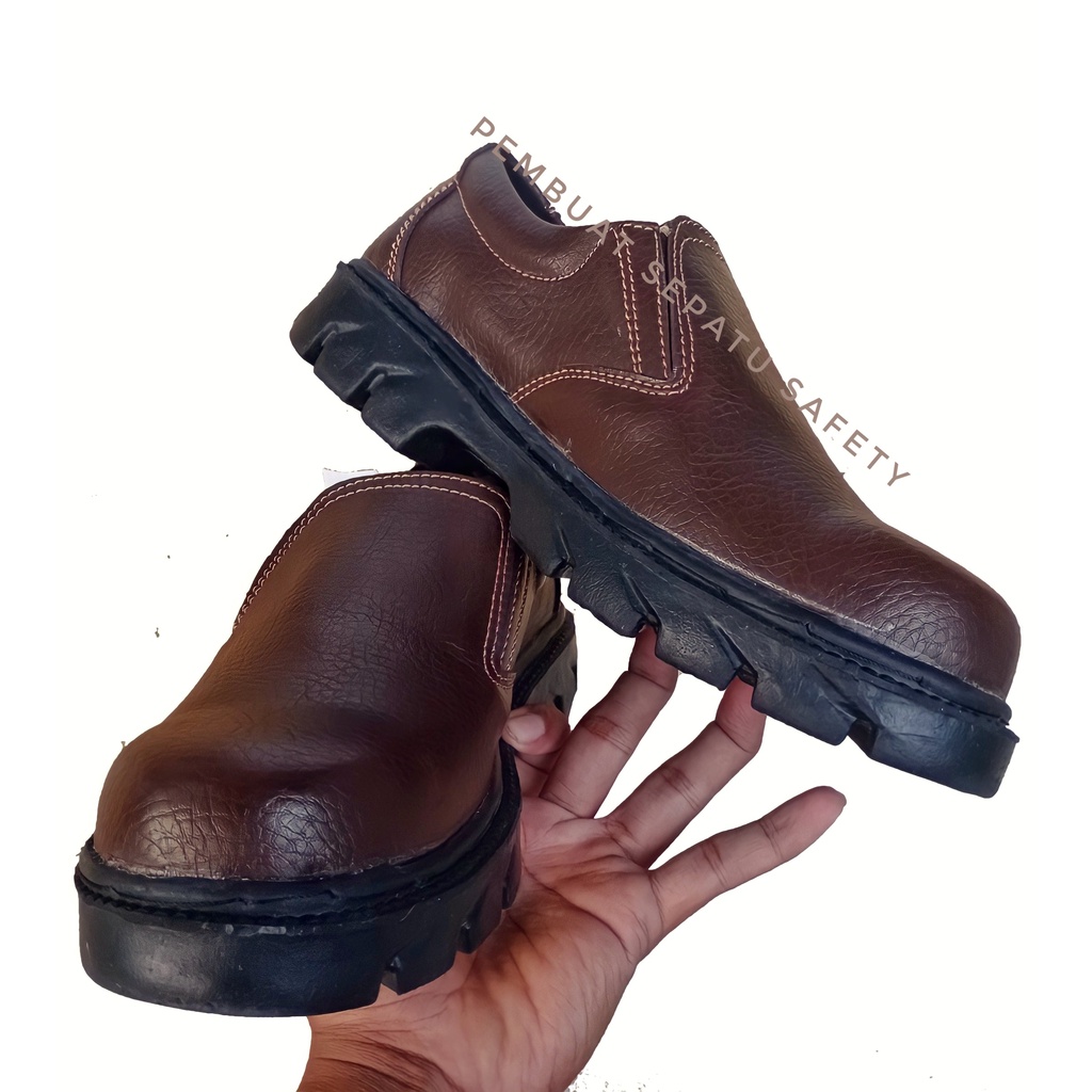 Sepatu Safety King Skn Kickers Fantofel Coklat Ujung Besi Keselamatan Kerja Pabrik Proyek Pom Bengkel Kantor Fasion Terbaru Terlaris Sepatu Bahan Impor