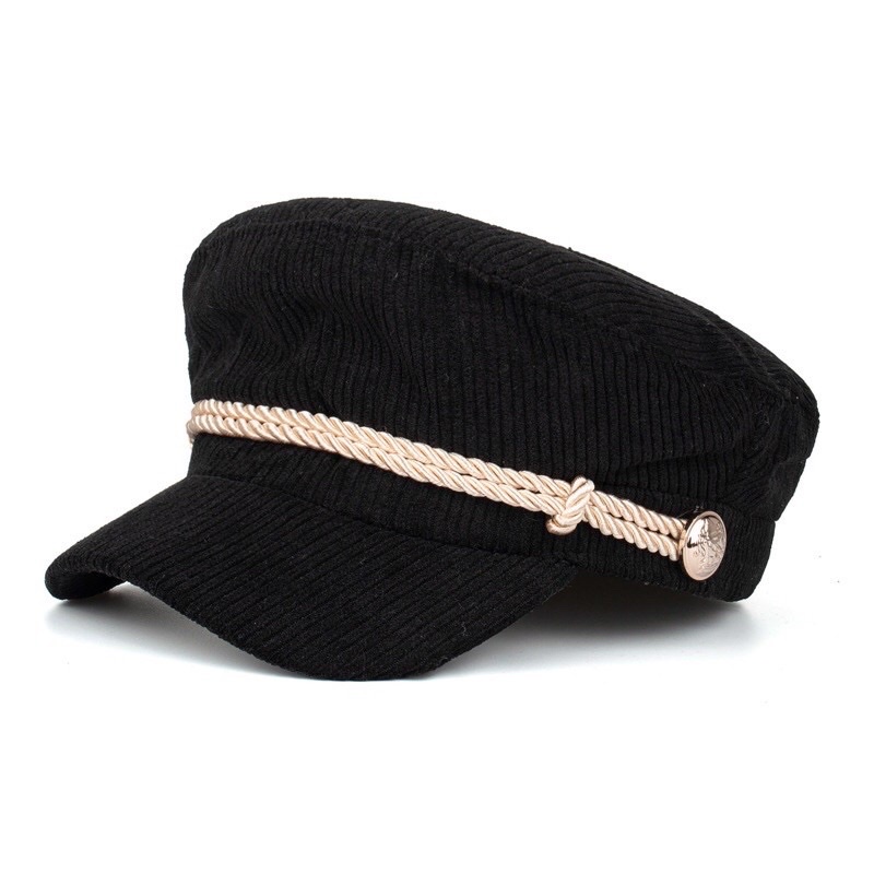 Topi Wanita Korea Fashion Oktagonal Wol Police-No 2 Hitam