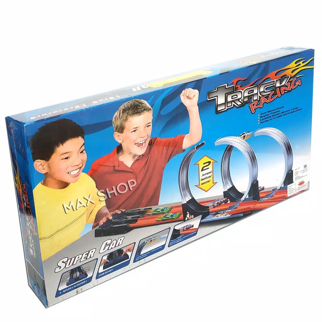 Track Racing Mainan Anak Track 2 Jalur Lintasan balap Diecast Mobil mobilan hotwheel