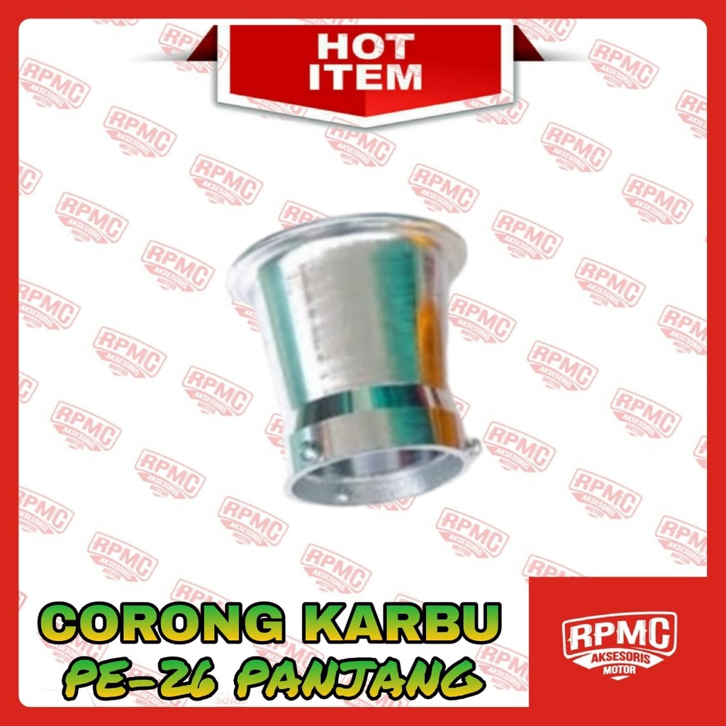 CORONG KARBU PE 26 PANJANG VELOCITY STACK CARBURATOR ALMUNIUM PWL PWK PWM PJ SUDCO KING GRAND GL MRGAPRO TIGER UNIVERSAL-SILVER