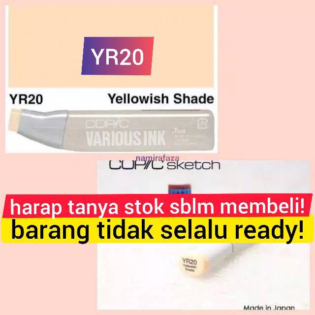 

COPIC SKETCH MARKER YR20 CSM YELLOWISH SHADE COLOR COLOUR REFILL REFIL ISI