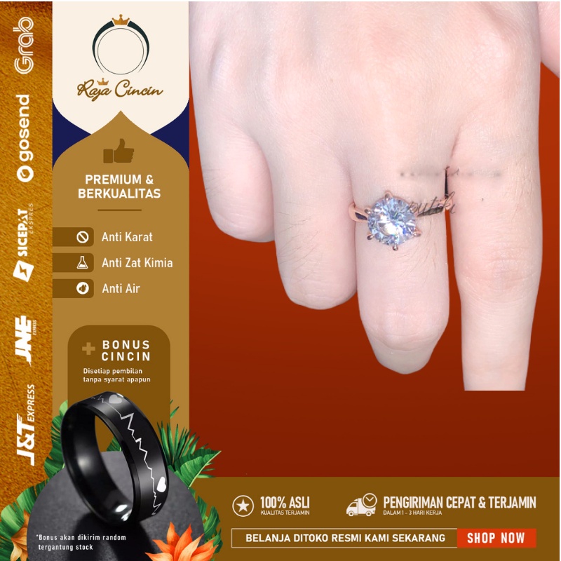 Cincin Titanium Wanita Anti Karat Permata Cewek Korea Elegan Mewah Kekinian 0006D0