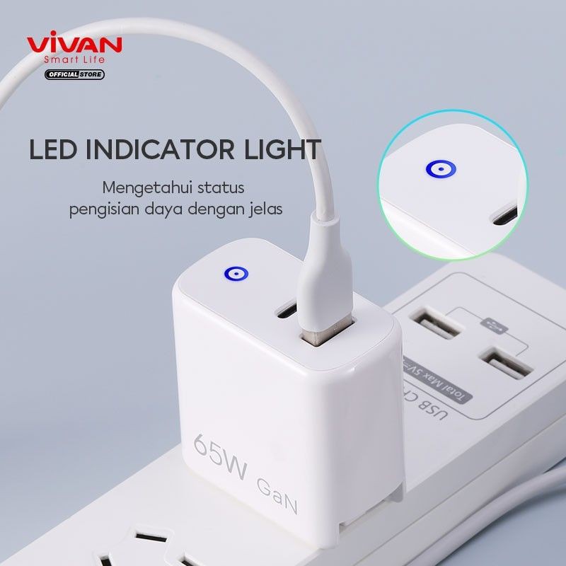 Vivan GaN02 5.4A 65W Travel USB Charger