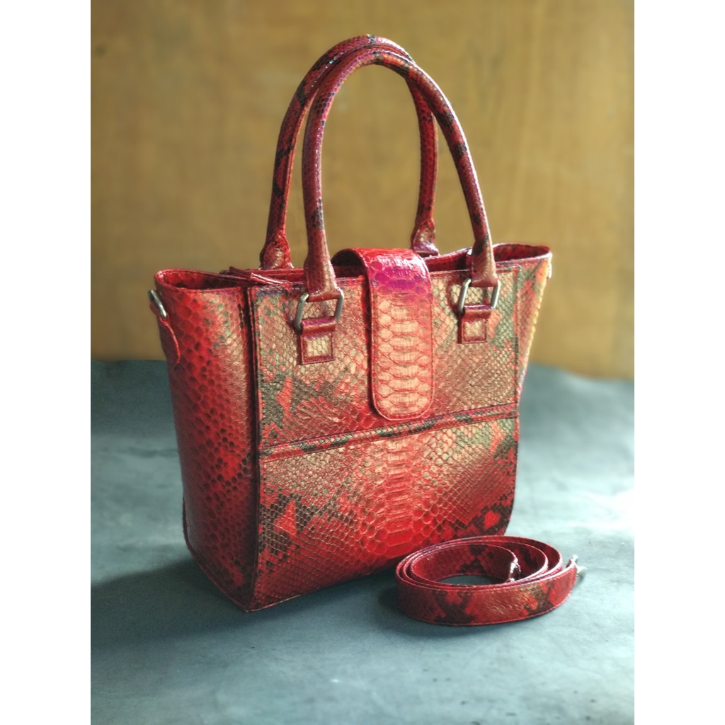 Tas Wanita Kulit Ular Python / Sanca Asli Fashionable dan Elegan Ukuran Besar