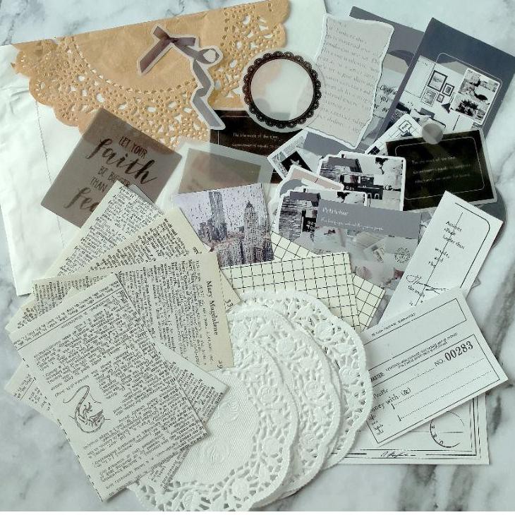 

Sale!!! Journaling Kit Ephemera Pack B&W