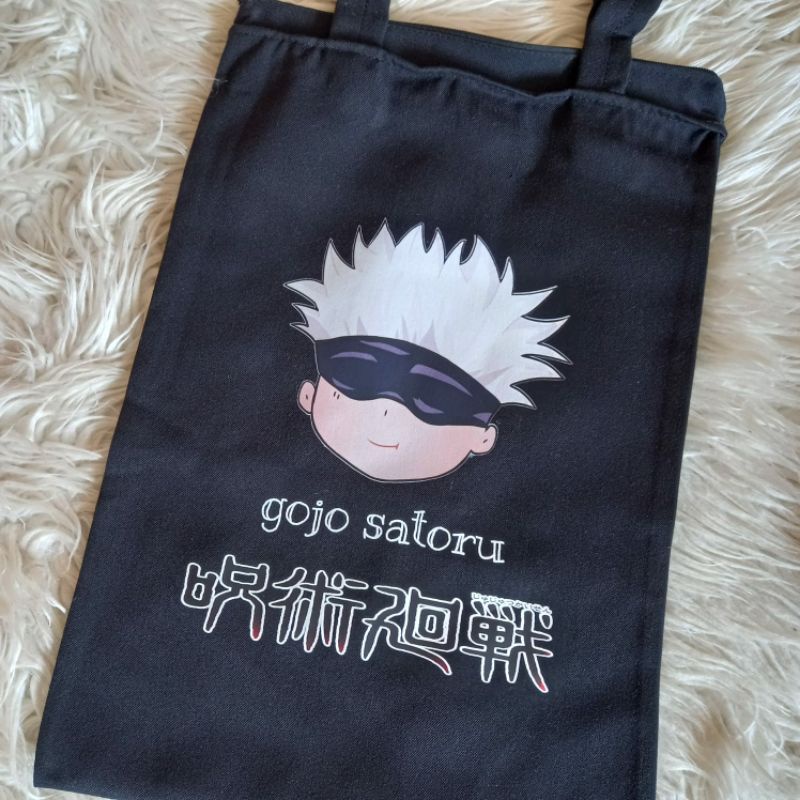 TOTE BAG BLACK BIG HEAD JUJUTSU KAISEN totebag hitam gojo inumaki ryomen sukuna nanami itadori