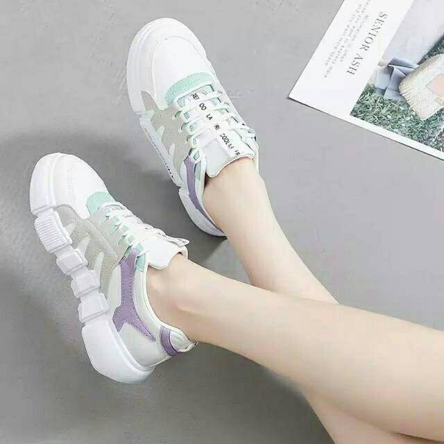 Sepatu Sneakers tali Wanita HPD484 ready 2 warna