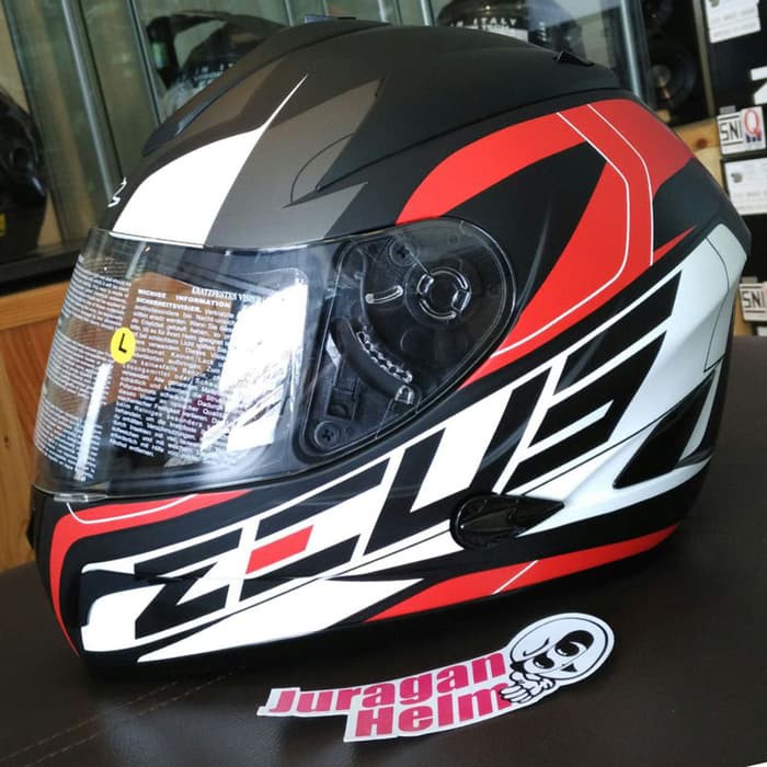 Helm Zeus Z806 ii31 Matt Black/Red (Doff) ukuran M, L, XL