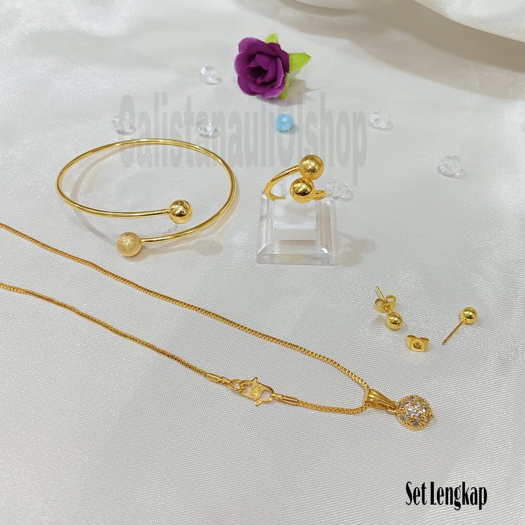 SET DEWASA BOBA MINIMALIS PERHIASAN EMAS KOREA ANTI KARAT DAN ANTI LUNTUR