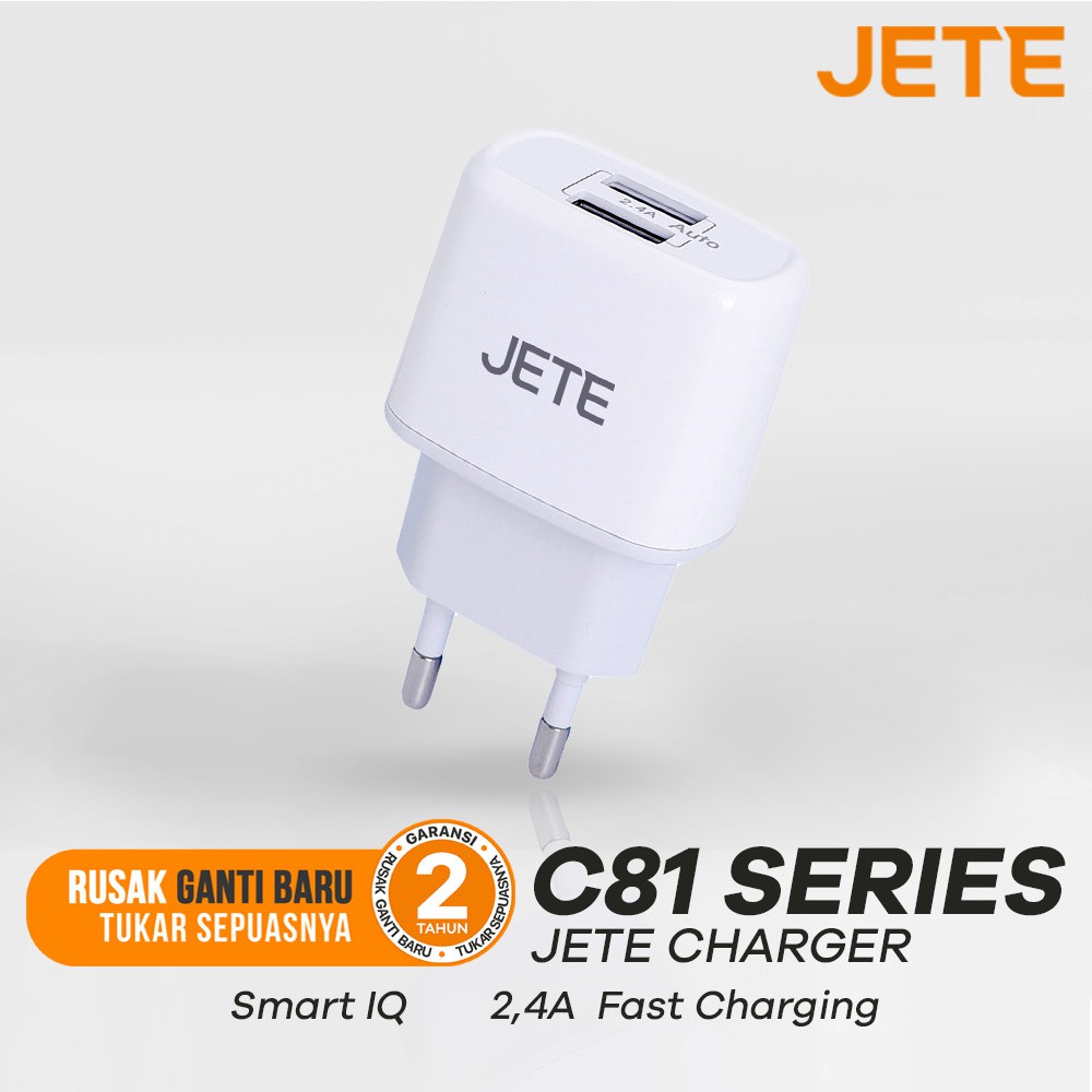 Adapter Charger &amp; Kabel Micro Fast Charging JETE C81 - Garansi Resmi 12 Bulan