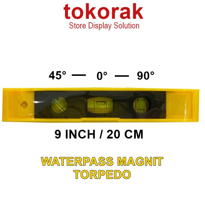 WATERPAS TORPEDO LEVEL MAGNETIC 9 INCH KENMASTER - PANGUKUR DIMENSI