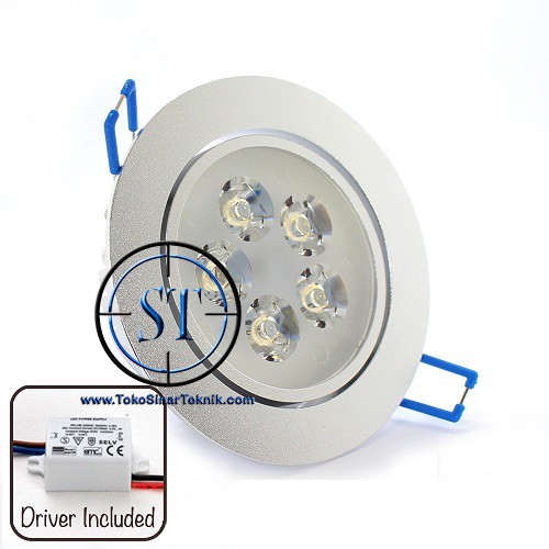 Lampu Downlight LED 5W Sorot Down Light White Putih Warm White 5Watt 5Watt 5Mata Plafon Plus Driver Travo Led Langsung Pakai Listrik AC 220v