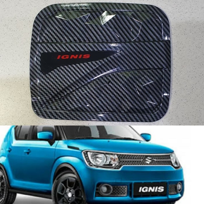 TANk TANC cover TUTUP TANGKI BENSIN VARIASI SUZUKI  IGNIS MOTIF CARBON TULISAN MERAH