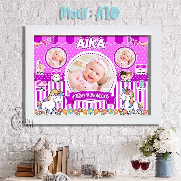 Biodata Bayi Murah cetak plus bingkai figura kaca