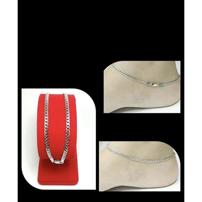 Gelang kaki sisik naga gelang kaki perak 925 lapis emas putih SGK10