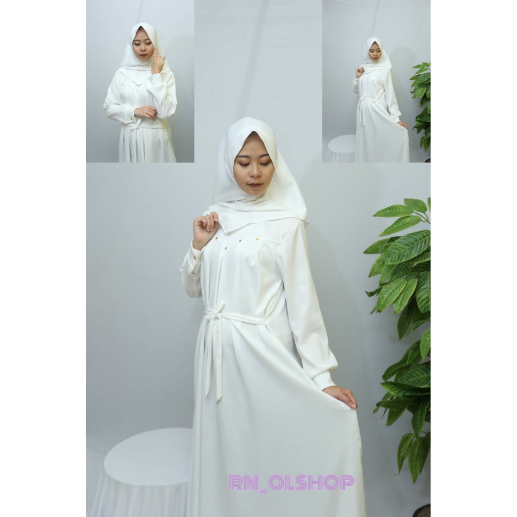 GAMIS SYAR'I SET PUTIH PREMIUM DRESS MUSLIM PUTIH