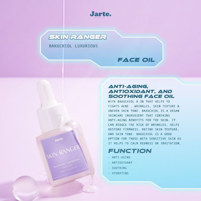 (GOSEND/COD) JARTE SKIN RANGER GLYCOLIC ACID + NIACINAMIDE + LICORICE + TRANEXAMIC ACID SERUM - BAKUCHIOL LUXURIOUS FACE OIL - NIACINAMIDE + GINSENG + COLLAGEN SERUM - MUGWORT + 2 CERAMIDE - 4HA + PROPOLIS + CHAMOMILE - SERUM JERAWAT PEMUTIH - EXFOLIATING