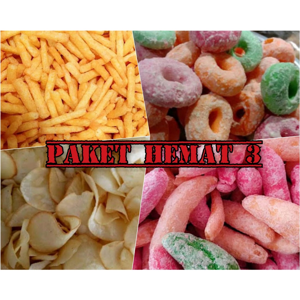 

Aneka Snack Paket Hemat 3 (Kripik Singkong Asin,Widaran Gabus,Stik Balado )