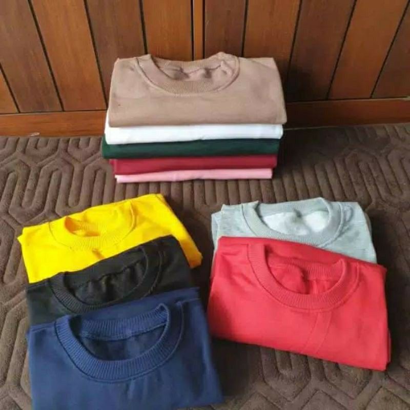 (BISA COD) SWEATER UNISEX BASIC CREWNECK POLOS MURAH